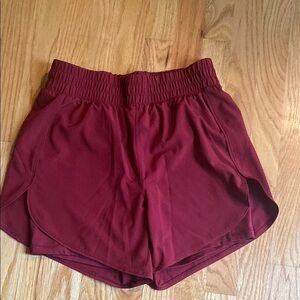 Avia Red Athletic Shorts with Scalloped Hem